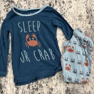 Kickee Pants Sleep or Crab Pajama Set - Blue and Orange